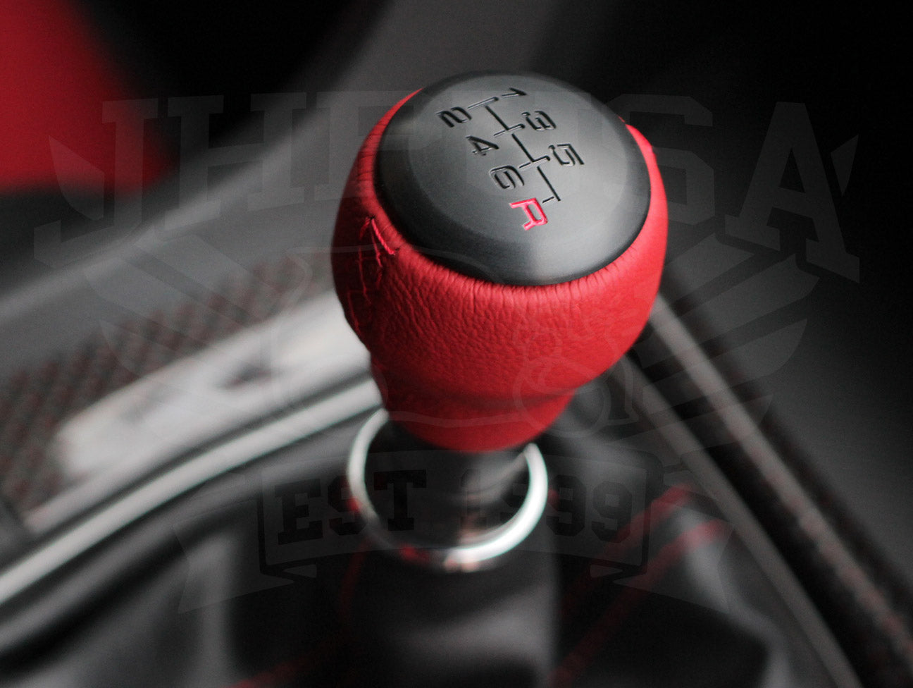 Honda Red Leather Black Alumite Shift Knob (6-speed) - 2017+ Civic Type-R (FK8)