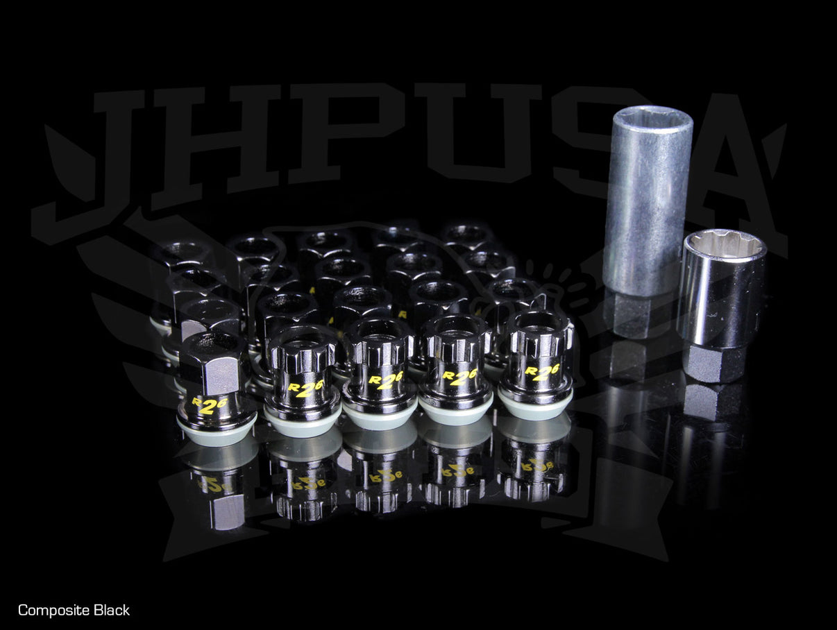 Project Kics R26 Shorty Lug Nuts with Locks Composite Black JHPUSA